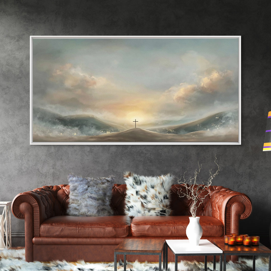 Dawn Of Salvation – Framed Canvas Print – Christian Wall Art – Christian Art Canvas – Minimalist Christian Art – Christian Decor – Christia
