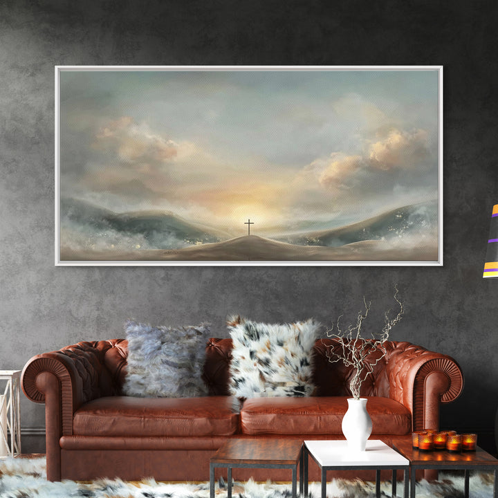 Dawn Of Salvation – Framed Canvas Print – Christian Wall Art – Christian Art Canvas – Minimalist Christian Art – Christian Decor – Christia