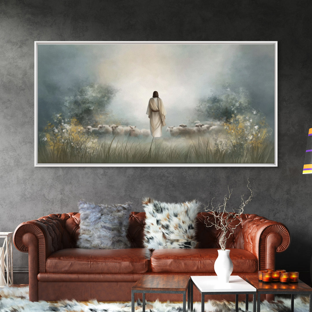 Radiant Flock Dawn – Framed Canvas Print – Jesus Painting – Christian Art Canvas – Christian Wall Art – Christian Christmas Art – Faith Art