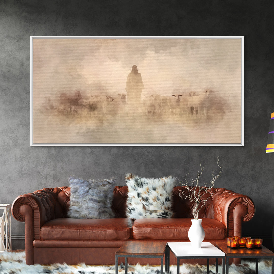 Clouded Holy Calm, Framed Canvas Print, Christian Art Canvas, Christian Wall Art, Jesus Painting, Christian Christmas Art, Modern Christian