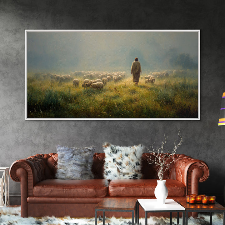 Morning Pasture Hope | Framed Canvas Print | Christian Wall Art | Christian Painting | Christian Art Canvas | Jesus Painting | Christian Ch