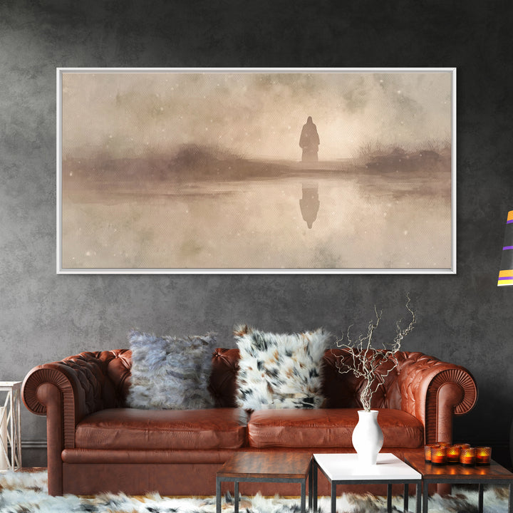 Silent Winter Path, Framed Canvas Print, Christian Art Canvas, Christian Art, Christian Wall Art, Jesus Painting, Christian Christmas Art