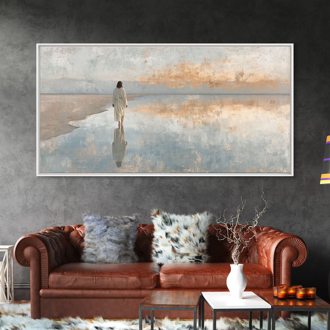 Still Waters, Framed Canvas Print, Christian Art Canvas, Jesus Wall Art, Christian Decor, Christmas Art, Christian Painting, Holiday Art