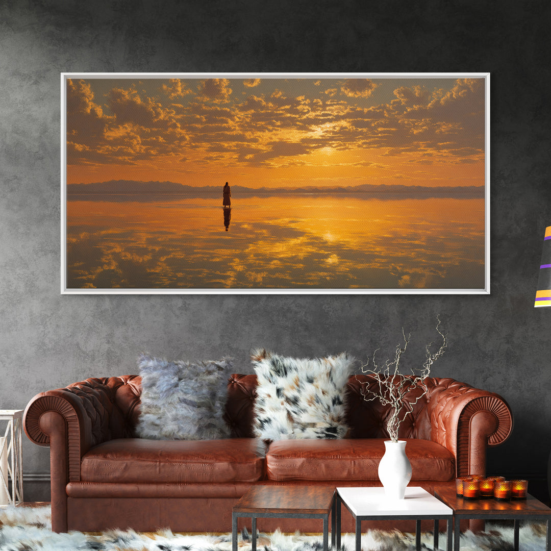 Golden Refuge, Framed Canvas Print, Christian Art Painting, Jesus Canvas Art, Christmas Wall Art, Christian Decor, Modern Christian Art