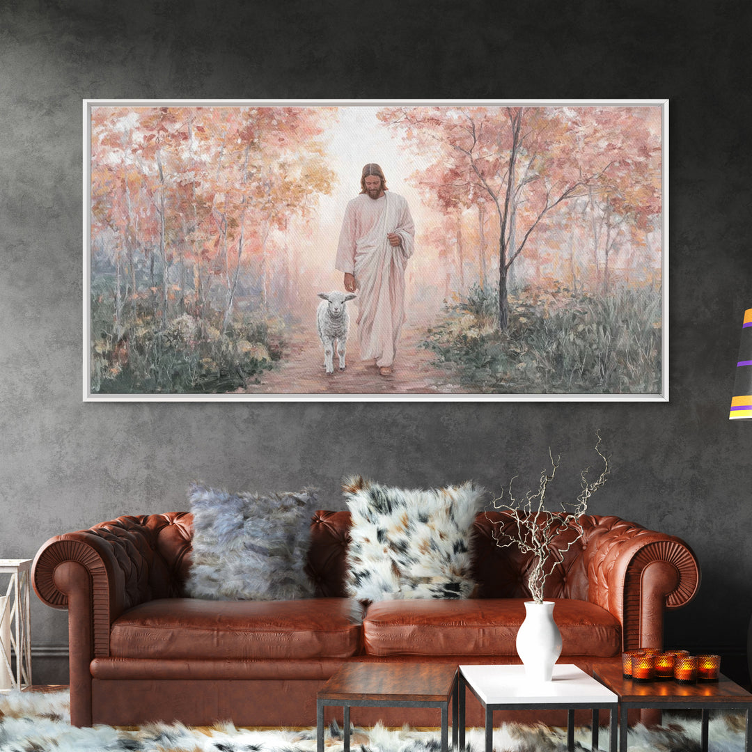 Gentle Shepherd - Framed Canvas Print - Christian Art Canvas - Jesus Wall Art - Christmas Art - Christian Painting - Holiday Art - Faith Ar