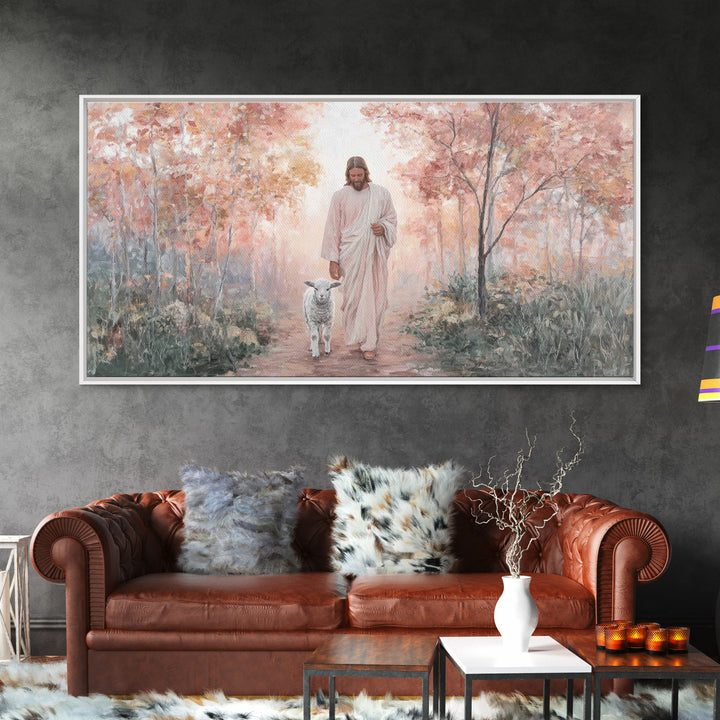 Gentle Shepherd - Framed Canvas Print - Christian Art Canvas - Jesus Wall Art - Christmas Art - Christian Painting - Holiday Art - Faith Ar