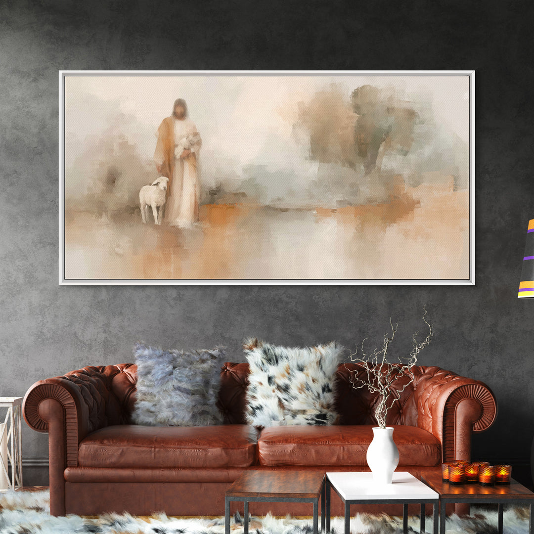 Soft Mercy Walk, Framed Canvas Print, Christian Art Canvas, Jesus Art Print, Christmas Decor, Christian Wall Art, Subtle Christian Art