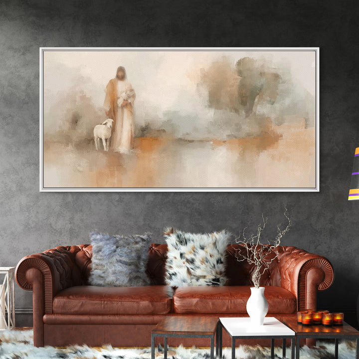 Soft Mercy Walk, Framed Canvas Print, Christian Art Canvas, Jesus Art Print, Christmas Decor, Christian Wall Art, Subtle Christian Art