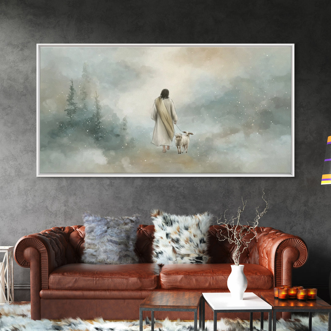 Heavenly Walk – Framed Canvas Print – Christian Art Canvas – Jesus Painting – Christian Wall Art – Christmas Art Work – Christian Decor