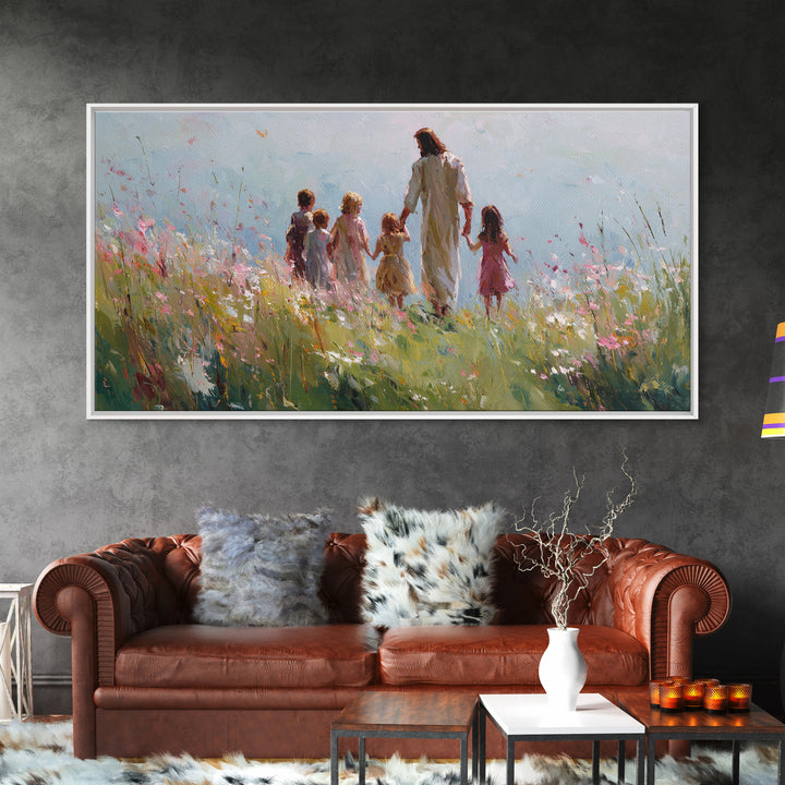 Field Of Blessings, Framed Canvas Print, Christian Art Canvas, Christian Wall Art, Jesus Painting, Christian Christmas Art, Christian Gift
