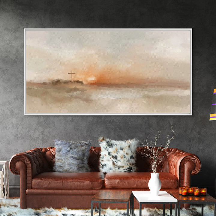 Cross At Daybreak – Framed Canvas Print – Christian Art Canvas – Christian Wall Art – Modern Christian Art – Christian Gift – Christian Art