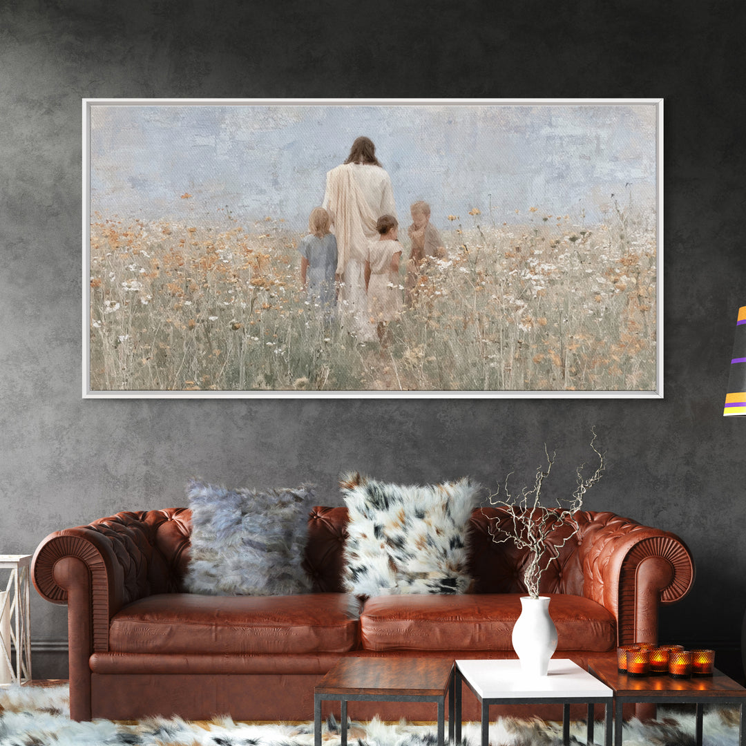 Floral Grace Path | Framed Canvas Print | Christian Wall Art | Christian Art Canvas | Jesus Painting | Christmas Art Prints | Christian Dec
