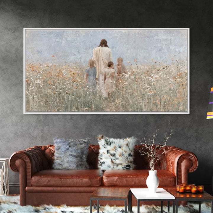 Floral Grace Path | Framed Canvas Print | Christian Wall Art | Christian Art Canvas | Jesus Painting | Christmas Art Prints | Christian Dec