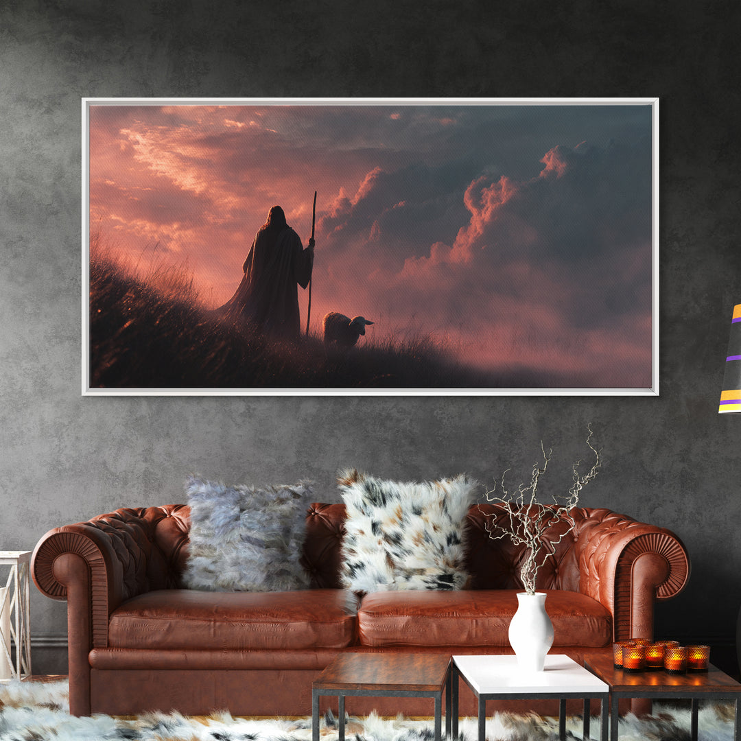 Shepherd’s Peace – Framed Canvas Print – Christian Art Canvas – Jesus Painting – Christmas Art Work – Christian Wall Art – Christian Gift