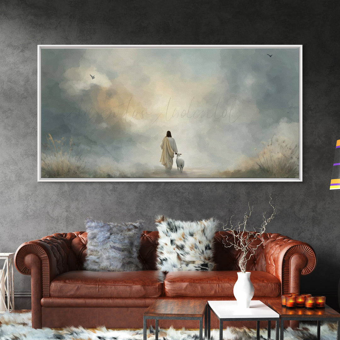 Still Waters Path – Framed Canvas Print – Christian Wall Art – Jesus Painting – Subtle Christian Art – Christian Art Canvas – Christian Chr