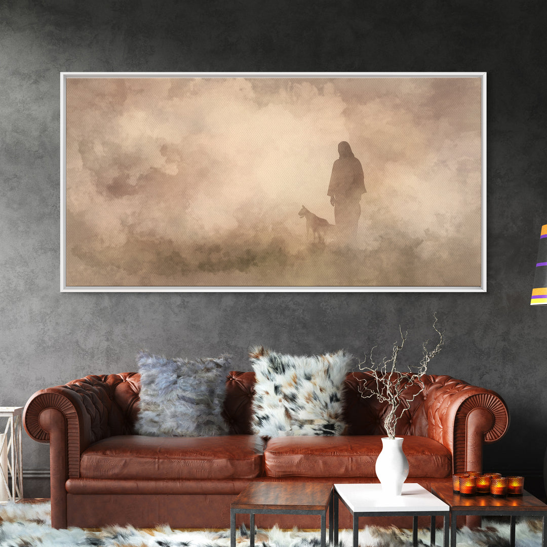 The Silent Shepherd – Framed Canvas Print – Christian Wall Art – Jesus Painting – Christian Art Canvas – Moody Christian Art – Christian De