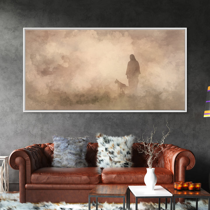 The Silent Shepherd – Framed Canvas Print – Christian Wall Art – Jesus Painting – Christian Art Canvas – Moody Christian Art – Christian De