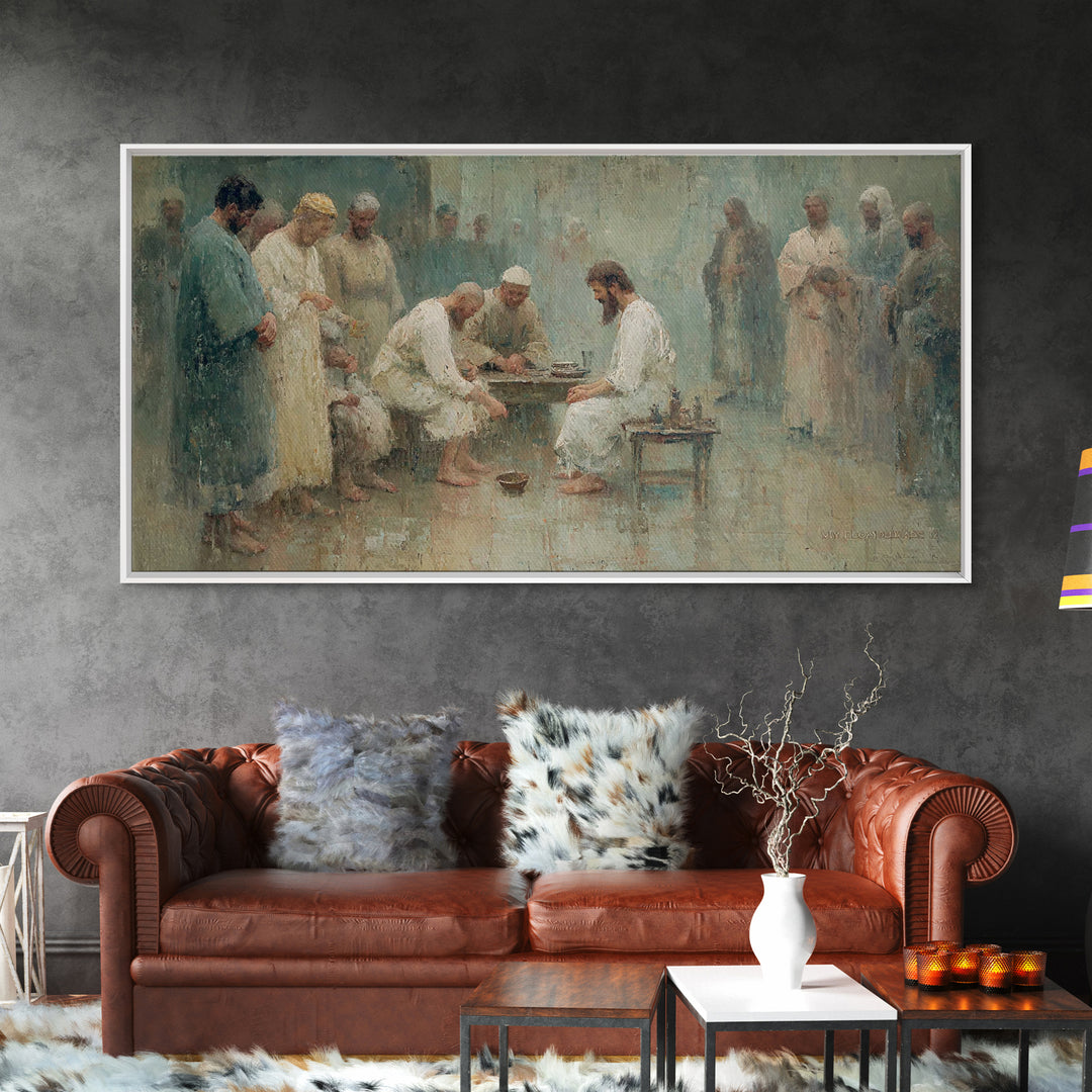 Gathered In Faith – Framed Canvas Print – Christian Art Canvas – Christian Wall Art – Jesus Painting – Subtle Christian Paintings – Christi