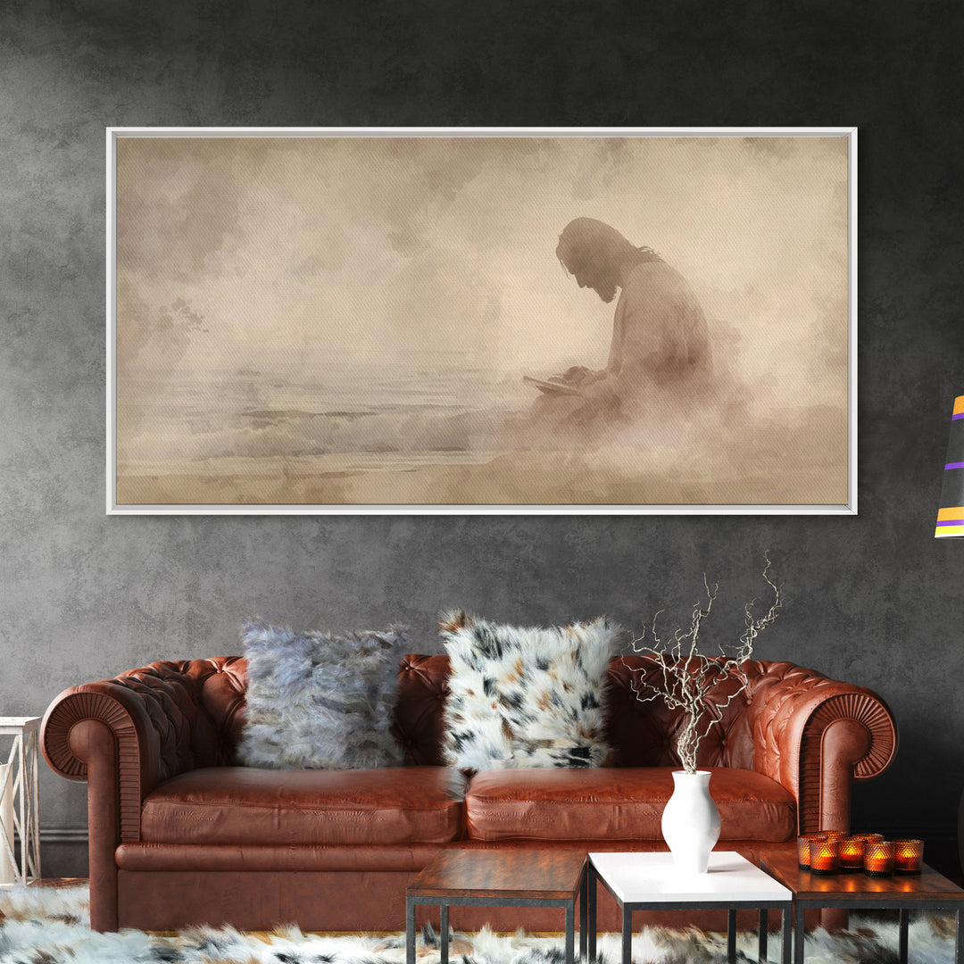Quiet Harvest Light, Framed Canvas Print, Christian Wall Art, Christian Art Canvas, Abstract Christian Art, Moody Christian Art, Modern Jes