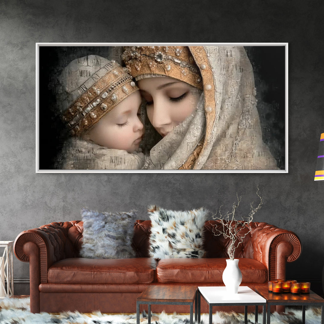 Holy Mother Grace | Framed Canvas Print | Mary and Jesus Painting | Christian Wall Art | Christian Art Print | Vintage Christian Art | Chri