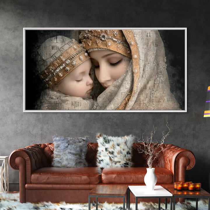 Holy Mother Grace | Framed Canvas Print | Mary and Jesus Painting | Christian Wall Art | Christian Art Print | Vintage Christian Art | Chri