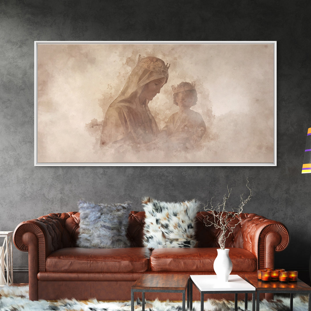 Crowned Serenity | Framed Canvas Print | Christian Wall Art | Vintage Christian Art | Christian Art Canvas | Christian Christmas Art | Jesu