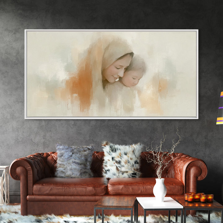 Gentle Dawn – Framed Canvas Print – Christian Art Canvas – Christian Wall Art – Mary And Jesus Painting – Christmas Art – Christian Christm