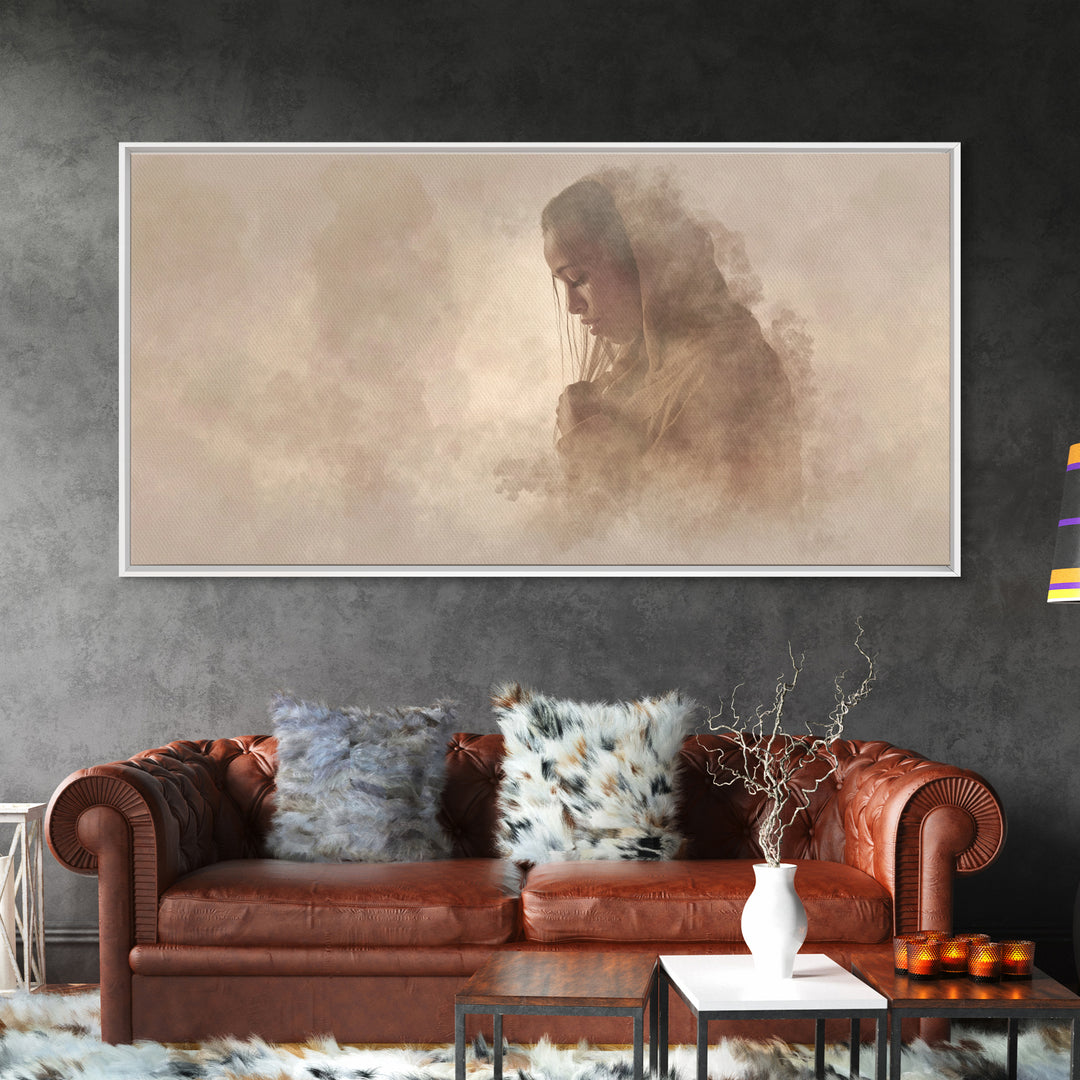 Sacred Stillness – Framed Canvas Print – Christmas Art – Christian Art Canvas – Large Christian Art – Jesus Painting – Christian Wall Art