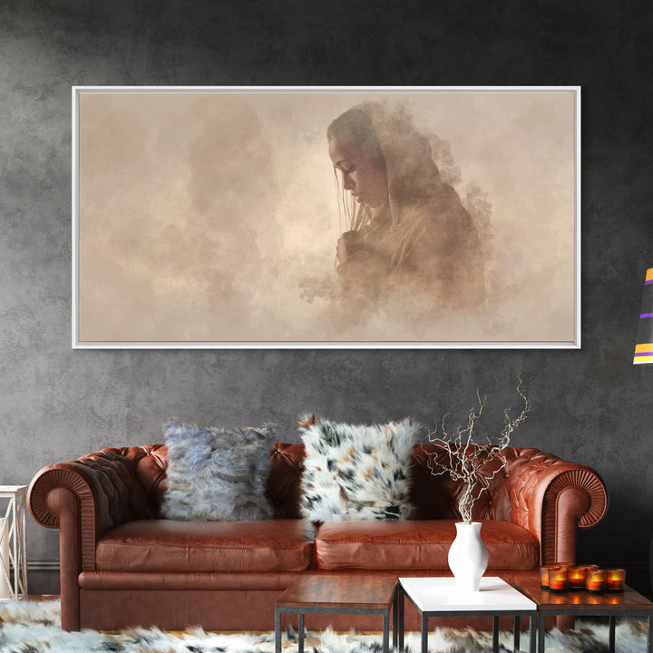 Sacred Stillness – Framed Canvas Print – Christmas Art – Christian Art Canvas – Large Christian Art – Jesus Painting – Christian Wall Art