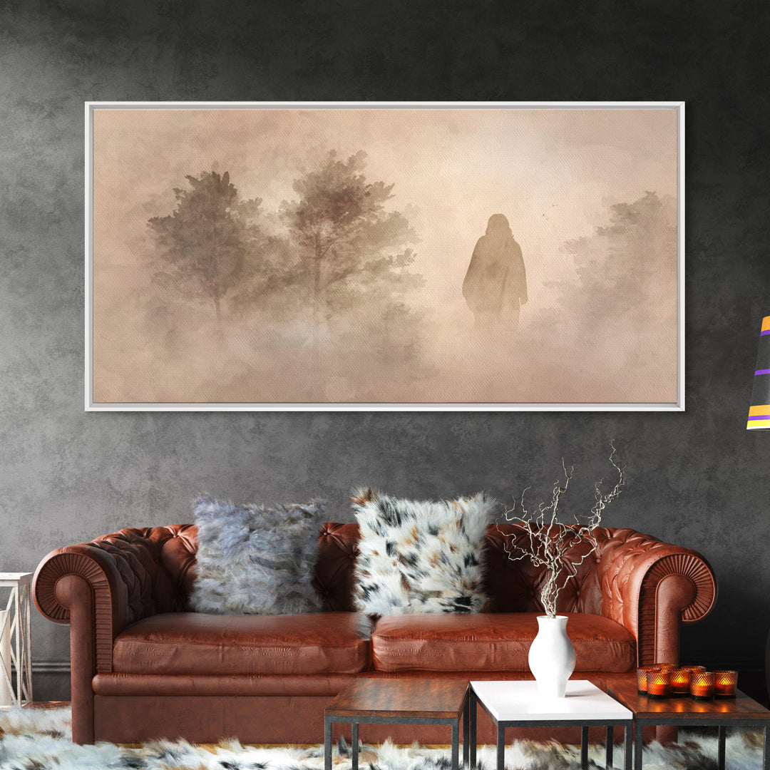 Silent Dawn Walk – Framed Canvas Print – Christian Wall Art – Christian Art Canvas – Jesus Painting – Christian Christmas Art – Art Print