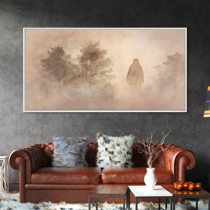 Silent Dawn Walk – Framed Canvas Print – Christian Wall Art – Christian Art Canvas – Jesus Painting – Christian Christmas Art – Art Print