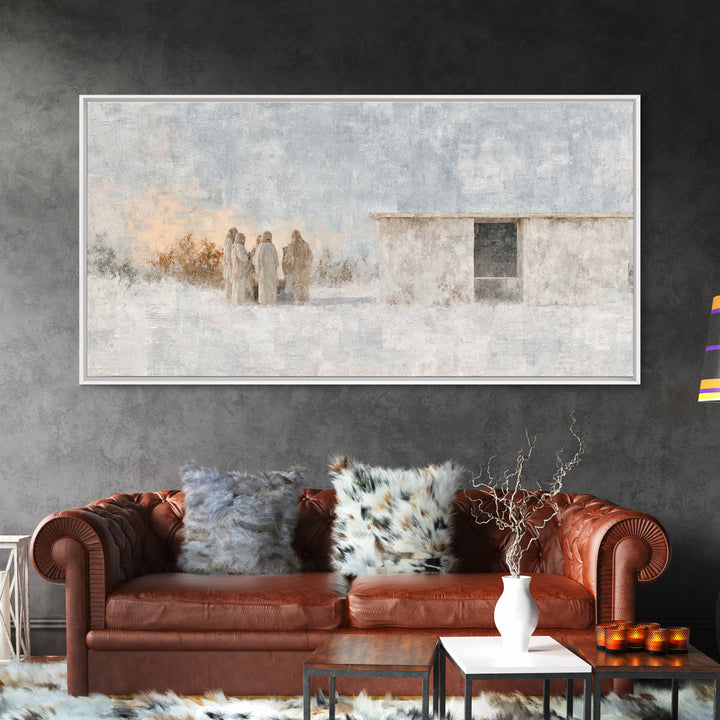 Humble Manger Night – Framed Canvas Print – Christian Wall Art – Christian Art Canvas – Jesus Christmas Art – Christmas Art – Art Print