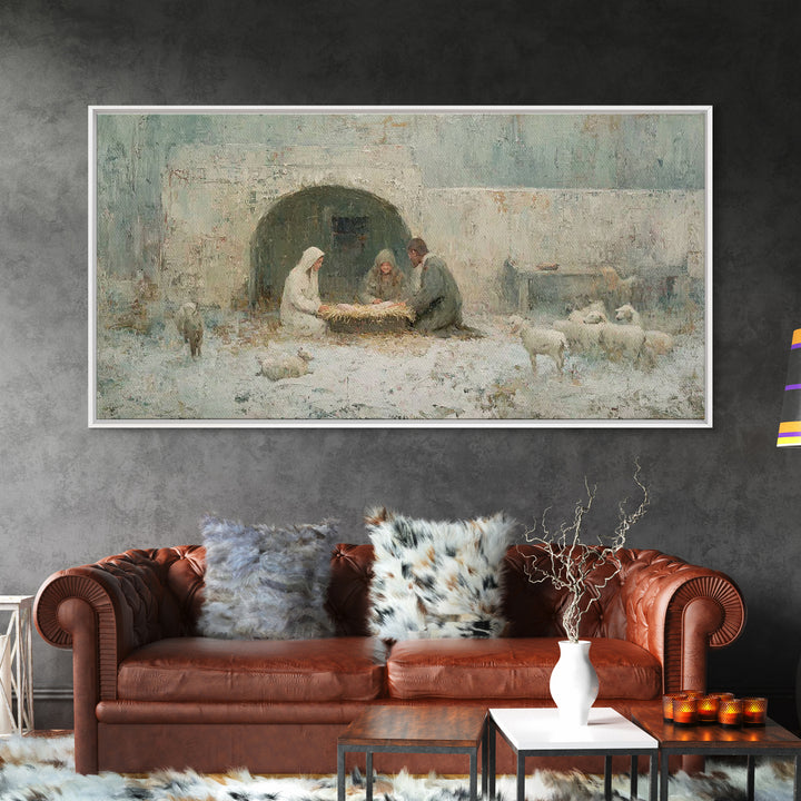 Bethlehem Peace – Framed Canvas Print – Christian Wall Art – Vintage Christian Art – Christian Art Canvas – Birth Of Jesus Painting