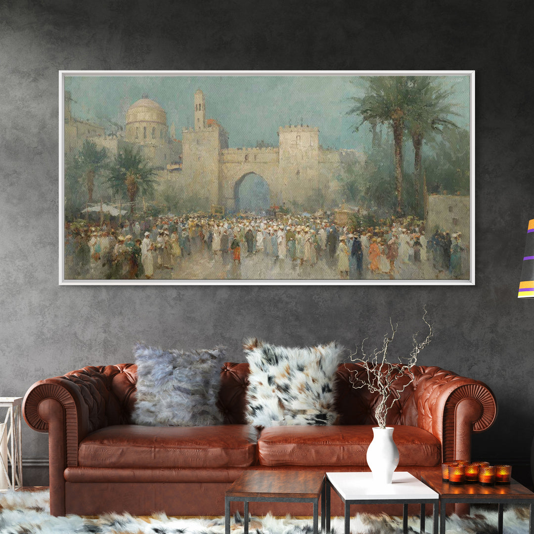 Jerusalem Gathering – Framed Canvas Print – Christian Art Canvas – Christian Wall Art – Vintage Christian Art – Christian Gift Ideas