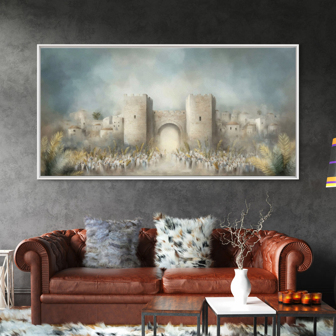 Triumphal Entry – Framed Canvas Print – Christian Art Canvas – Christian Painting – Christian Wall Art – Christian Christmas Decor