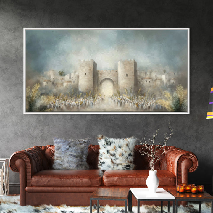 Triumphal Entry – Framed Canvas Print – Christian Art Canvas – Christian Painting – Christian Wall Art – Christian Christmas Decor