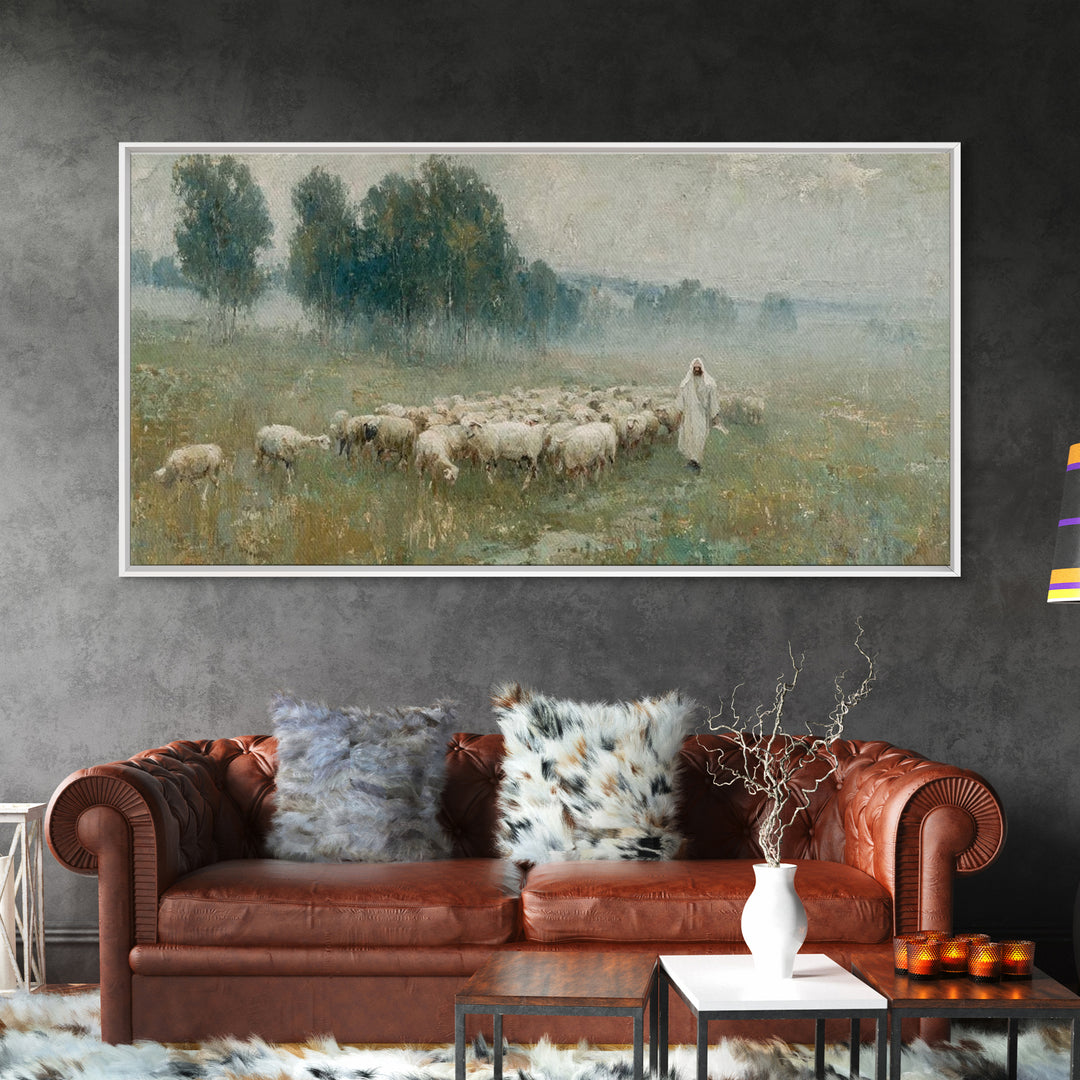 Valley Of Calm, Framed Canvas Print, Christian Wall Art, Jesus Painting, Christian Art Canvas, Large Christian Art, Christian Christmas Dec