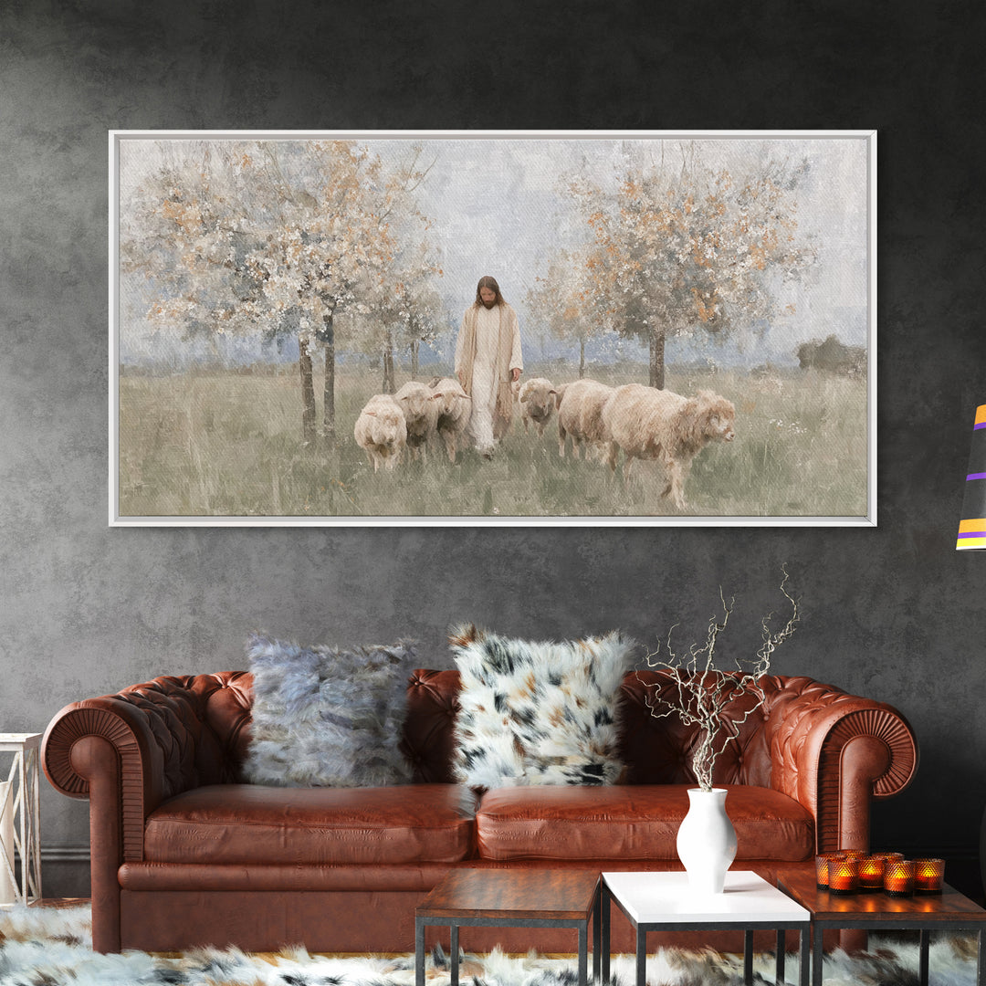Shepherds Of Grace – Framed Canvas Print – Christian Wall Art – Jesus Painting – Christian Art Canvas – Christian Christmas Decor