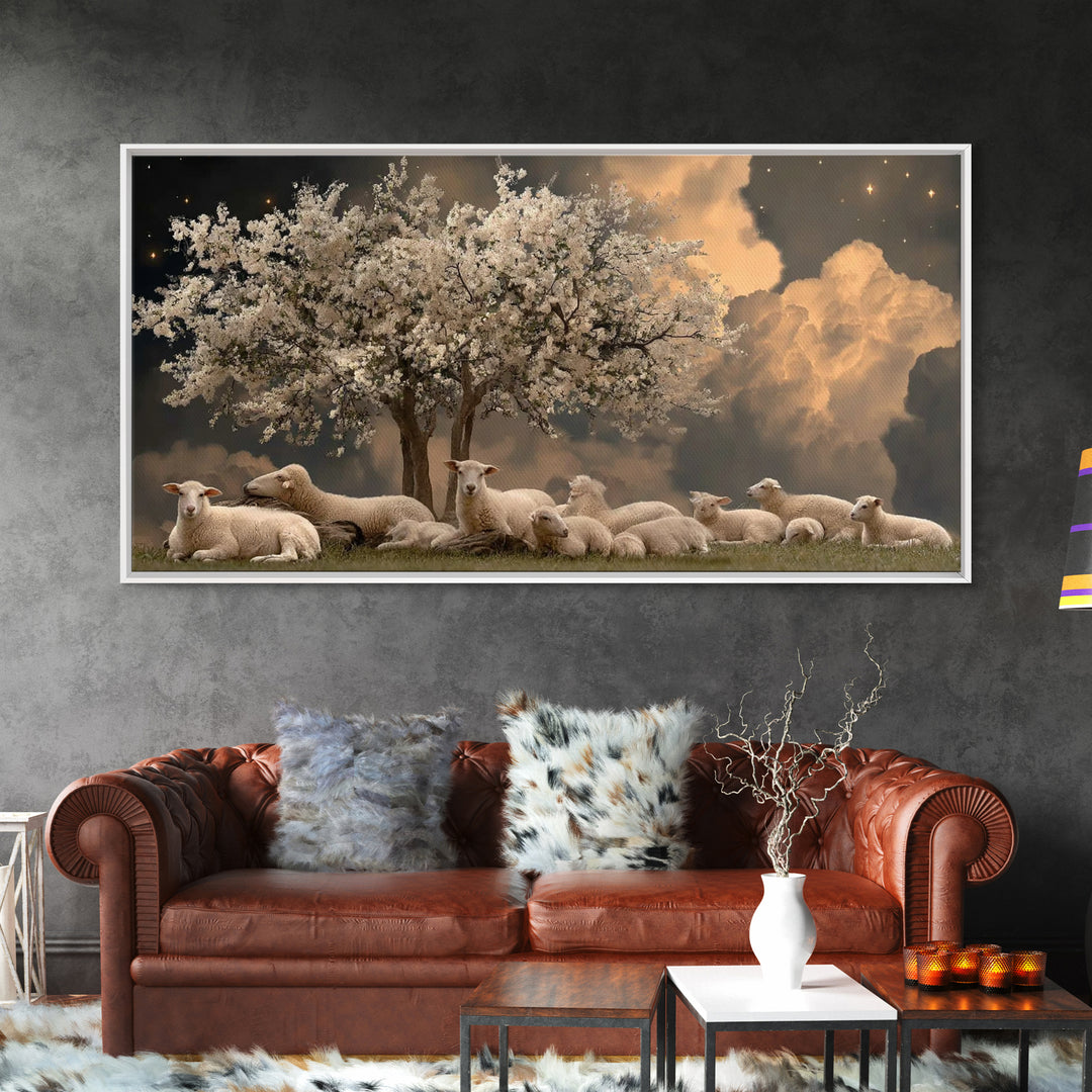 Silent Orchard Hope | Framed Canvas Print | Christian Art Work | Jesus Painting | Christian Christmas Decor | Large Christian Art