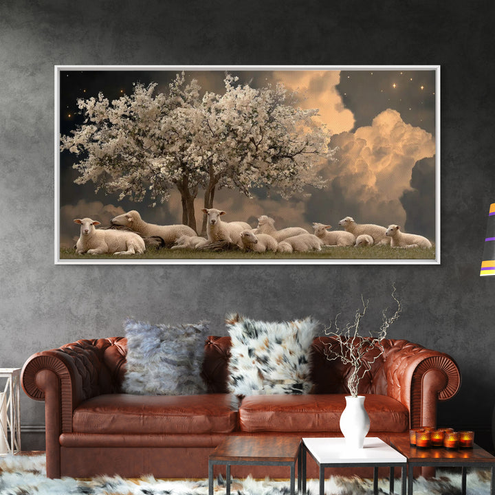 Silent Orchard Hope | Framed Canvas Print | Christian Art Work | Jesus Painting | Christian Christmas Decor | Large Christian Art