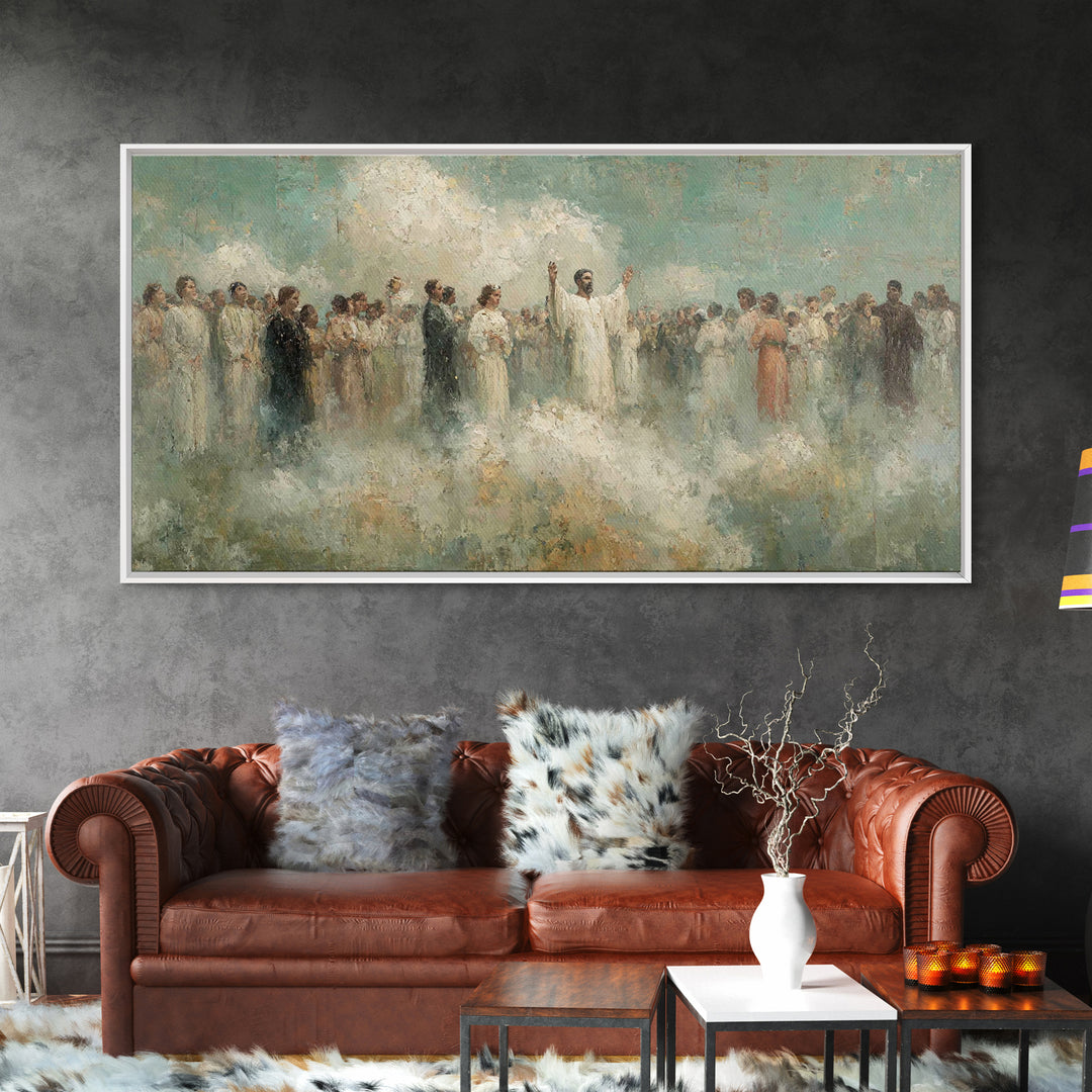 Heavenly Gathering – Framed Canvas Print – Christian Art Canvas – Christian Wall Art – Christian Christmas Art – Large Christian Painting –
