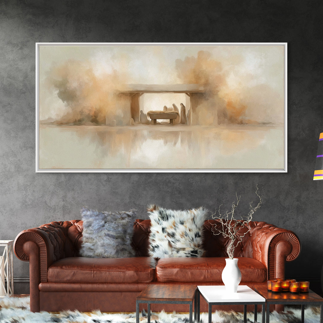 Nativity Dawn – Framed Canvas Print – Christian Christmas Art – Christmas Canvas Wall Art – Christian Wall Art – Modern Christian Art – Chr