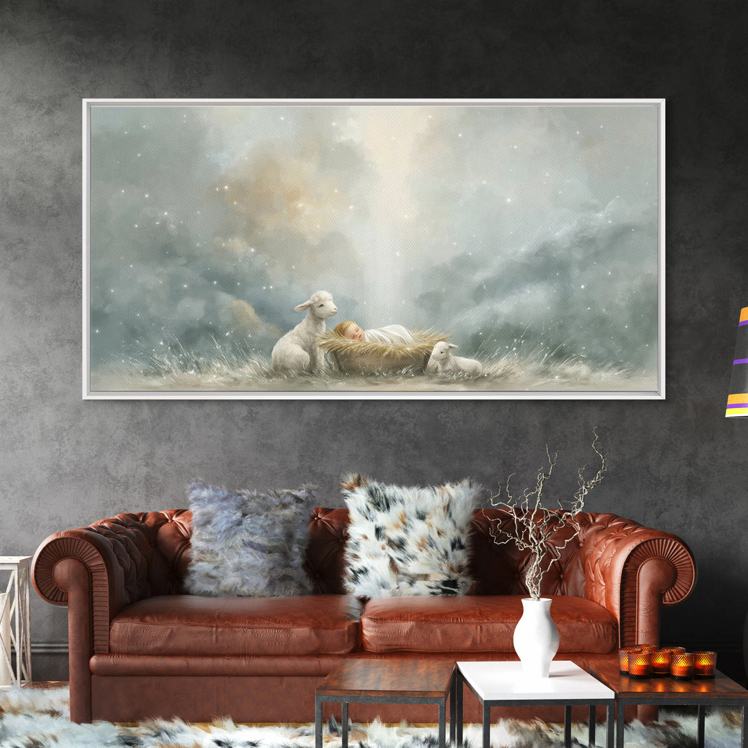 Lamb Of Peace – Framed Canvas Print – Christian Wall Art – Christian Art Canvas – Jesus Painting – Christian Christmas Art – Christmas Art