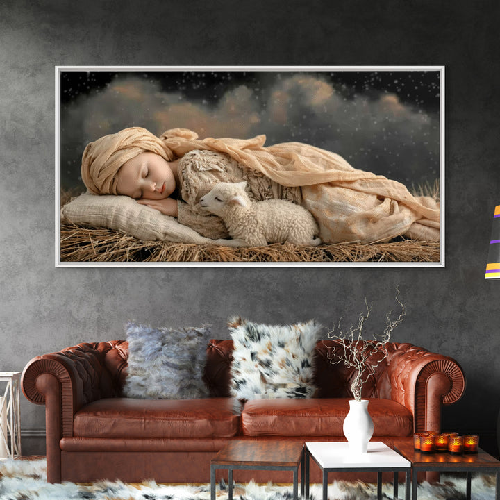 Gentle Nativity, Framed Canvas Print, Christian Art Canvas, Christian Christmas Art, Christmas Art, Christian Wall Art, Jesus Painting