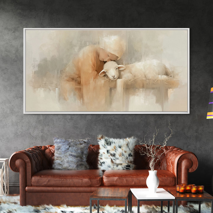 Tender Blessing – Framed Canvas Print – Christian Art Canvas – Christian Christmas Art – Christian Wall Art – Jesus Painting – Christmas Ar