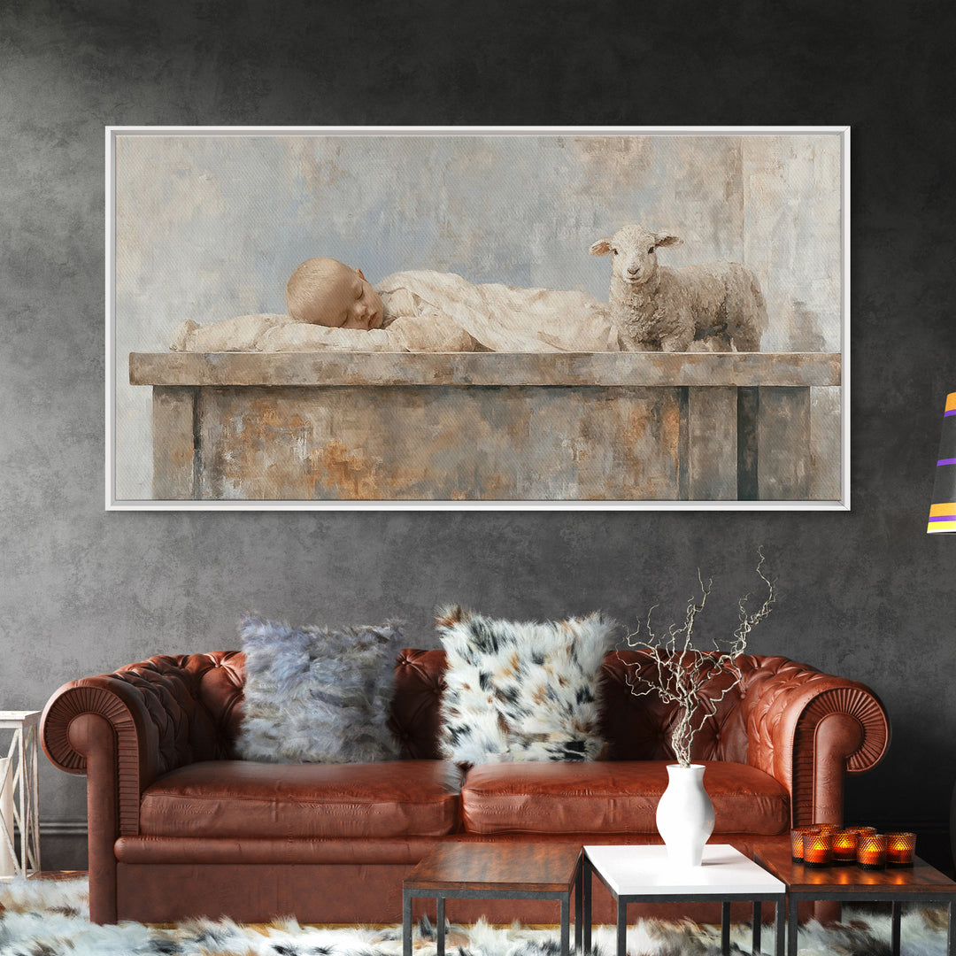 Manger Peace Dawn – Framed Canvas Print – Christian Wall Art – Christian Art Canvas – Jesus Christmas Art – Christmas Art Prints