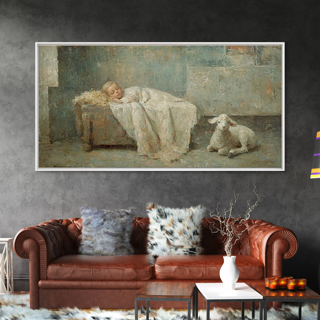 Silent Holy Rest – Framed Canvas Print – Christian Art Canvas – Christmas Wall Art – Jesus Painting – Christian Christmas Decor