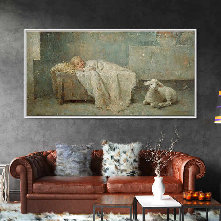 Silent Holy Rest – Framed Canvas Print – Christian Art Canvas – Christmas Wall Art – Jesus Painting – Christian Christmas Decor
