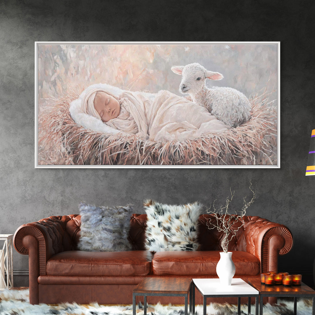 Light Of Nativity – Framed Canvas Print – Christian Art Canvas – Christian Christmas Art – Jesus Painting – Christmas Wall Art