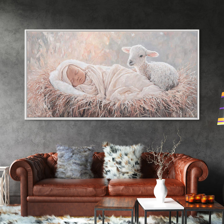 Light Of Nativity – Framed Canvas Print – Christian Art Canvas – Christian Christmas Art – Jesus Painting – Christmas Wall Art